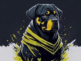 ein detailliert Illustration cool Ninja rottweil und Hund Gesicht t Hemden Design und Aufkleber ai generiert foto