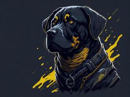 ein detailliert Illustration cool Ninja rottweil und Hund Gesicht t Hemden Design und Aufkleber ai generiert foto