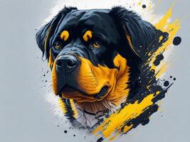 ein detailliert Illustration cool Ninja rottweil und Hund Gesicht t Hemden Design und Aufkleber ai generiert foto