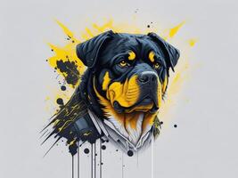 ein detailliert Illustration cool Ninja rottweil und Hund Gesicht t Hemden Design und Aufkleber ai generiert foto