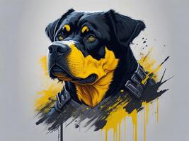 ein detailliert Illustration cool Ninja rottweil und Hund Gesicht t Hemden Design und Aufkleber ai generiert foto