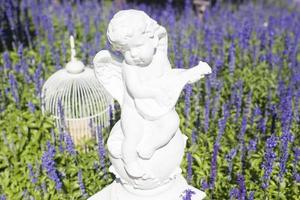 Amor Statue in einem Garten foto