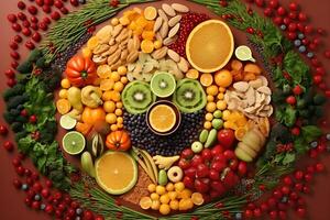 Gesundheit und Wellness-bezogen Essen, Superfood, organisch Essen, vegan Essen, generativ ai. foto