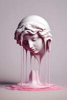 Statue von ein Frau im Rosa Farbe ai generiert foto