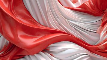 abstrakt wellig Hintergrund von rot und Weiß Seide oder Satin- ai generiert foto