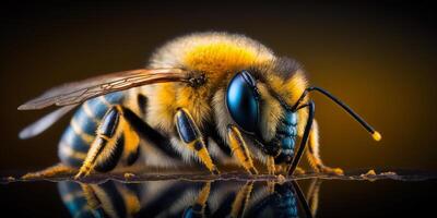 Makro Fotografie Biene Tier erstellt mit generativ ai Werkzeuge foto