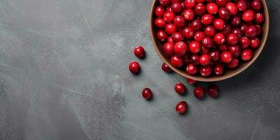 Cranberry Obst oraganisch zum gesund Essen, Kopieren Raum Hintergrund, generativ ai foto