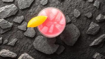 Cocktail abgekühlt auf dunkel Stein oben Sicht. ai generiert foto