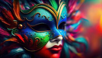 erkunden das Schönheit von venezianisch Karneval Maske ai generiert foto