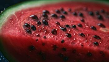 saftig Wassermelone Scheibe, frisch und reif, perfekt Sommer- Erfrischung generiert durch ai foto
