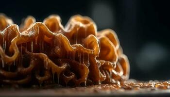 frisch organisch Pilz Wachstum im nass Wald, ein Gourmet Zutat generiert durch ai foto