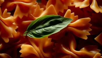 gesund Vegetarier Pasta Mahlzeit mit frisch organisch Zutaten und Kräuter generiert durch ai foto