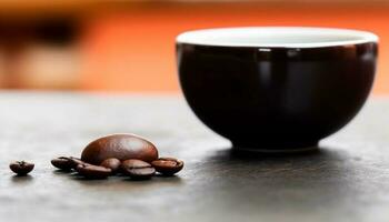frisch geröstet Kaffee Bohnen im ein schließen oben Schuss generiert durch ai foto