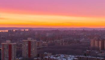 Peking modern Horizont beleuchtet durch multi farbig Sonnenuntergang Über Wolkenkratzer generiert durch ai foto