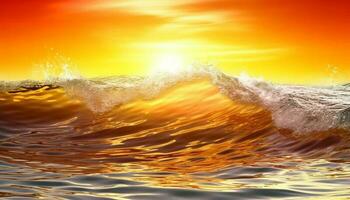 beschwingt Sonnenuntergang Über still Meereslandschaft, reflektieren Himmel Schönheit generiert durch ai foto