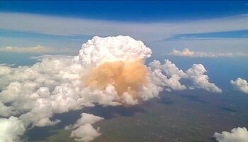 Gott feurig Hand Farben bedrohlich Cumulonimbus im das Himmel generiert durch ai foto