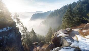 majestätisch Berg Bereich, still Szene, Wandern Abenteuer, Natur Schönheit generiert durch ai foto