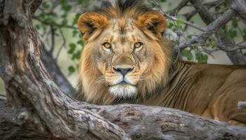 wild katzenartig Säugetier, Löwe, wandert Afrika Safari mit groß Katzen generiert durch ai foto