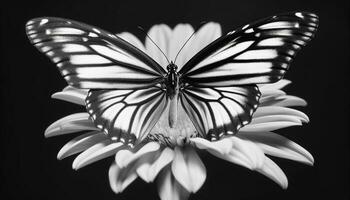 symmetrisch Schmetterling bestäubt Gelb Gänseblümchen im hell Studio Schuss generiert durch ai foto