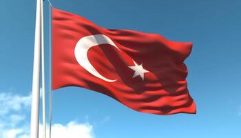 winken Türkisch Flagge symbolisiert Patriotismus, Freiheit, und National Identität generiert durch ai foto