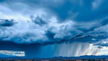 dramatisch Himmel Über Berg Angebot beim Dämmerung, Schönheit im Natur generiert durch ai foto