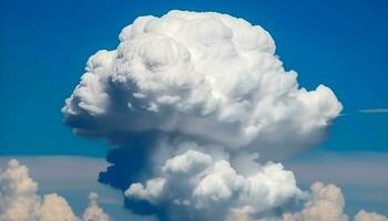 still Szene von flauschige Wolken hoch oben im klar Himmel generiert durch ai foto