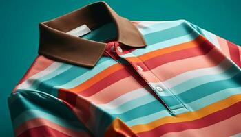 modern gestreift Seide Shirt, beschwingt Farben, elegant Geschäft Kleidung generiert durch ai foto