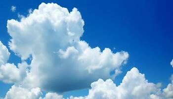 flauschige Kumulus Wolken schweben im klar Blau Sommer- Himmel generiert durch ai foto
