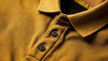 Luxus Gold farbig passen Jacke mit abstrakt Muster und Leder Halsband generiert durch ai foto