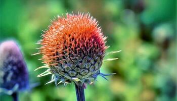 Single lila Distel, ein Schönheit im Natur multi farbig Wiese generiert durch ai foto