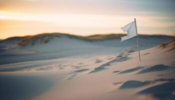 Einsamkeit im Natur still Sand Dünen Treffen Berg Angebot beim Sonnenuntergang generiert durch ai foto