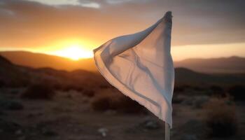 Sonnenuntergang Über Berg Bereich, still Schönheit im Natur Landschaft generiert durch ai foto