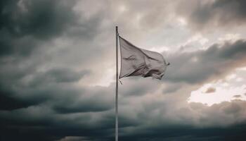 Freiheit winken im das launisch Himmel, ein Symbol von Patriotismus generiert durch ai foto