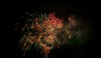 vierte von Juli Feier beschwingt Feuerwerk Anzeige leuchtet Nacht Himmel generiert durch ai foto