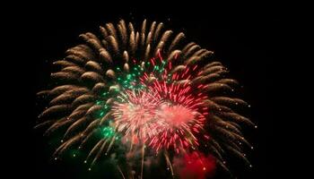 vierte von Juli Feier beschwingt Farben, explodiert Feuerwerk, glühend Hitze generiert durch ai foto