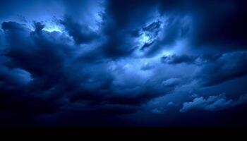 dramatisch Himmel Über dunkel Horizont, bedrohlich Gewitter brauen draußen generiert durch ai foto