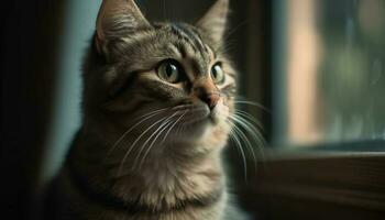 süß Kätzchen starren beim Kamera mit flauschige Pelz und Schnurrhaare generiert durch ai foto