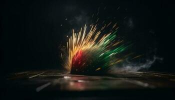 Feuerwerk Anzeige explodiert mit beschwingt Farben, leuchten dunkel Nacht Himmel generiert durch ai foto
