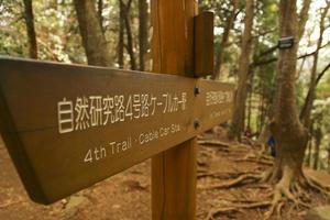 Schild am Berg Takao foto