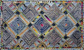 Chenille-Teppich aus Denim und Baumwolle, Textur flauschig foto