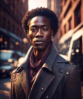 afrikanisch amerikanisch Menschen beim Straße, generativ ai foto