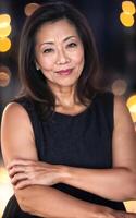 Porträt Foto von schön Mitte alt Erwachsene asiatisch Frau, generativ ai