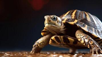 ein fesselnd Nahansicht Schuss von ein Schildkröte gefangen mit das Technik von Fokus Stapeln gewährleisten jeder Detail von es ist kompliziert Schale ist Scharf und klar perfekt zum ein still Zuhause ästhetisch ai generiert foto