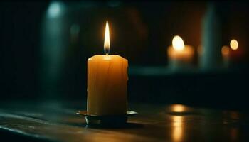 glühend Kerze leuchtet friedlich spirituell Meditation Szene generiert durch ai foto
