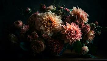 Strauß von Chrysanthemen und Dahlien generiert durch ai foto