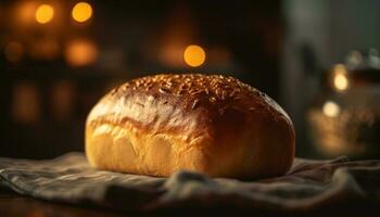 frisch gebacken Brot auf rustikal hölzern Tabelle generiert durch ai foto