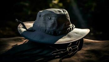 Cowboy Hut Schatten jung Erwachsene auf Bauernhof generiert durch ai foto