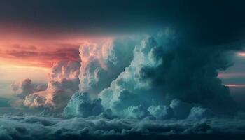 dramatisch Himmel, Schönheit im Natur, bedrohlich Sturm Wolke generiert durch ai foto