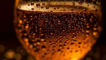 golden Luftblasen im Bier Glas, erfrischend trinken generiert durch ai foto