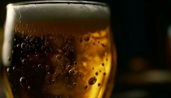 durstig Feier Bier Glas Gießen golden Erfrischung generiert durch ai foto